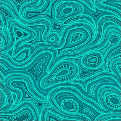 Oasis Fabrics | Tjukurpa Land Tonal Swirls Teal 59-9255