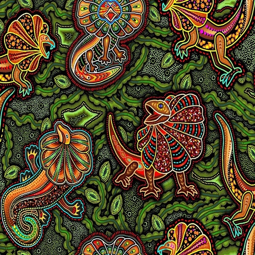 Oasis Fabrics | Tjukurpa Land Lizard Green 59-9231