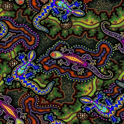 Oasis Fabrics | Tjukurpa Land Gecko Green 59-9201