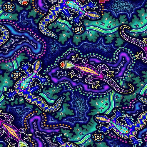 Oasis Fabrics | Tjukurpa Land Gecko Teal Blue 59-9202