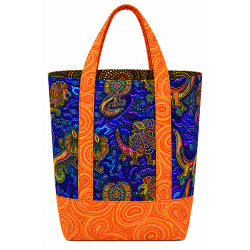 Oasis Fabrics | Tjukurpa Land Lizards Grocery / Library Bag