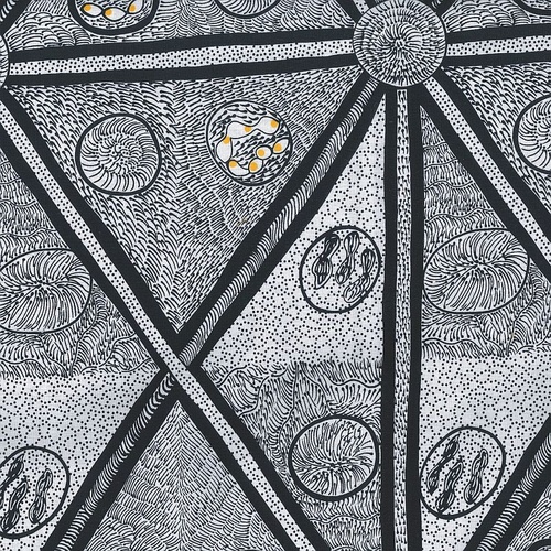 Super Sale | M&S Textiles | Aboriginal Art Sweet Potato Black SWPB