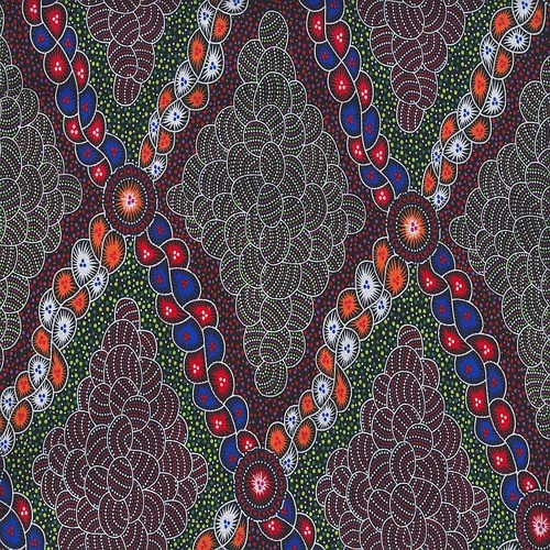 Super Sale | M&S Textiles | Aboriginal Art Bush Waterhole Red BWHR