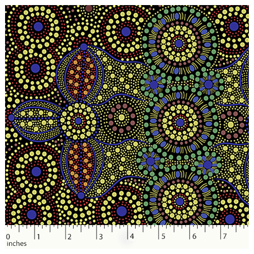 Super Sale | M&S Textiles | Aboriginal Spirit Place Black SPB