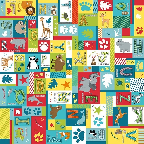 Fabric Remnant |  Novelty I Spy Animals Alphabet Patch 76cm