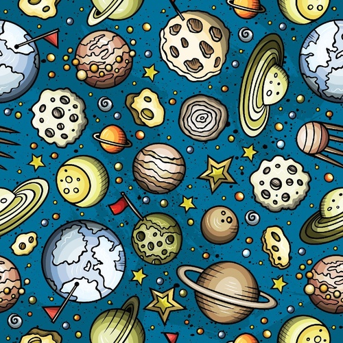 Fabric Remnant | Galaxy Planets Meteorites 72cm