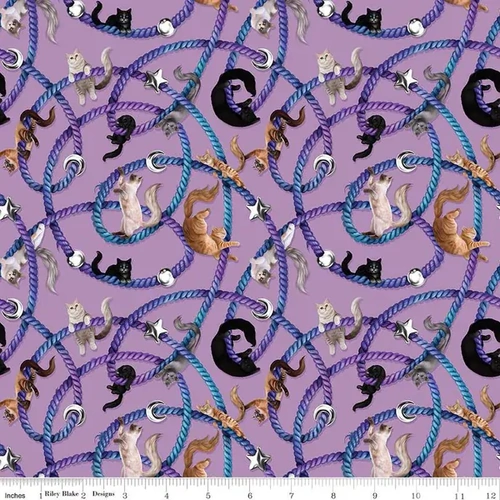 Fabric Remnant | Celtic Cats Stars Moon 88cm