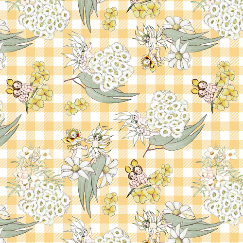 Fabric Remnant | May Gibbs Garden Playtime Gingham ( 47cm x 112cm)