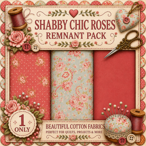Fabric Remnant Pack | Shabby Chic Roses 3 Designs - 1 ONLY