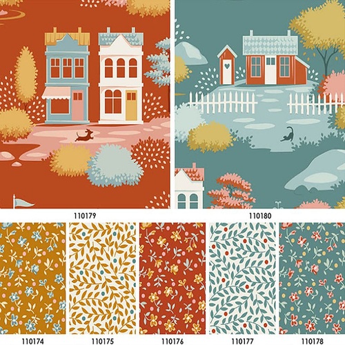Tilda | Village Life | Blender Fabric Bundle Ochre Rust - 7 Designs
