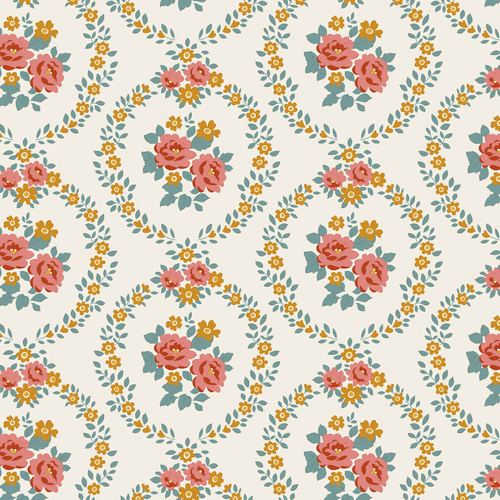 Tilda | Village Life | Floral Mable Warm Cream Rust 100682