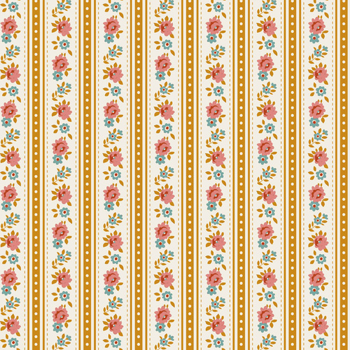 Tilda | Village Life | Floral Stripe Agnes Ochre Cream Rust 100683