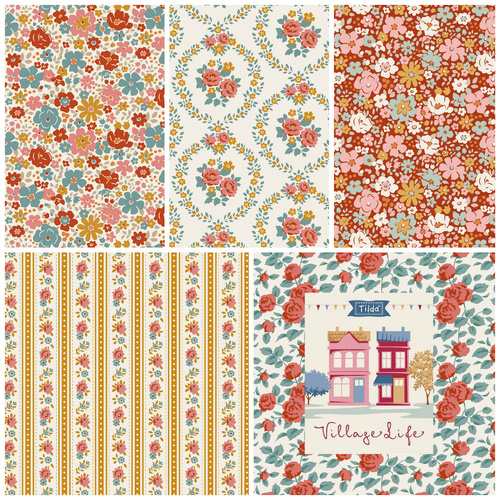 Tilda | Village Life | Floral 1/2 Metre Rust Cream