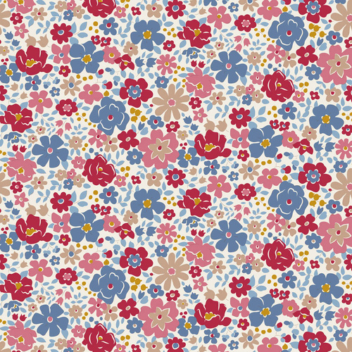 Tilda | Village Life | Floral Esther Cold Cream Burgundy 100691