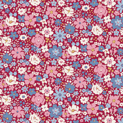 Tilda | Village Life | Floral Esther Cream Burgundy 100695