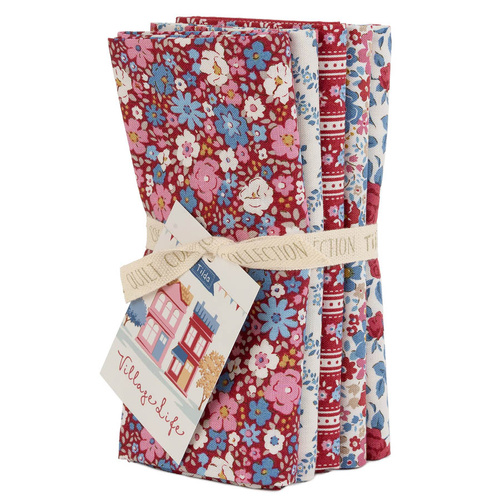 Tilda | Village Life | Floral FQ Bundle Burgundy 300276