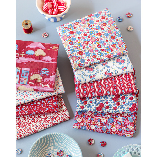 Tilda | Village Life | Floral FQ Bundle Burgundy - 9 Designs
