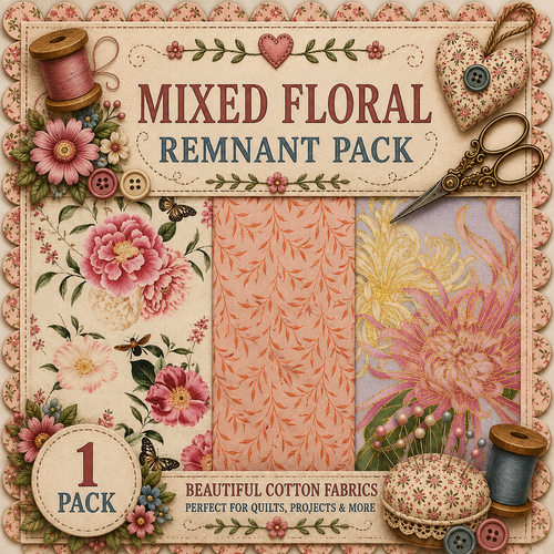 Fabric Remnant Pack | Mixed Floral 3 Designs - 1 ONLY