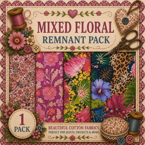 Fabric Remnant Pack | Mixed Floral 4 Designs - 1 ONLY