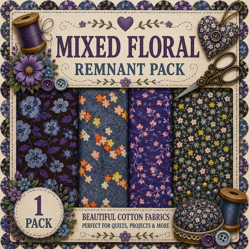 Fabric Remnant Pack | Mixed Floral 4 Designs - 1 ONLY