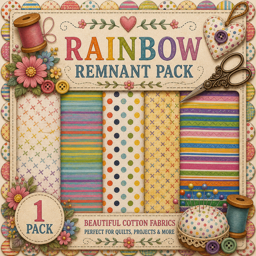 Fabric Remnant Pack | Rainbow 5 Designs - 1 ONLY