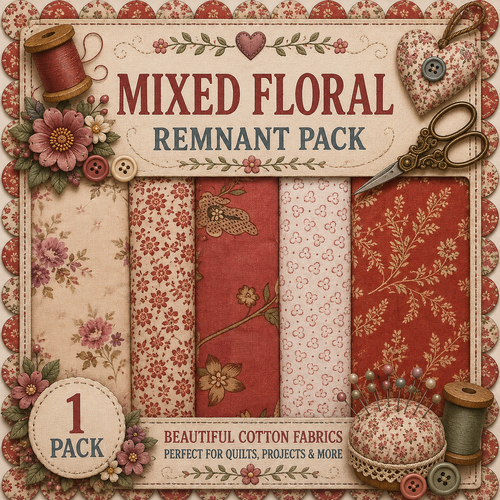 Fabric Remnant Pack | Mixed Floral 5 Designs - 1 ONLY