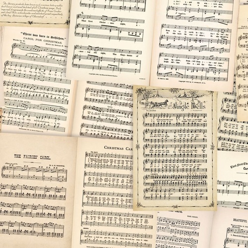 Fabric Remnant | Santa's Symphony Christmas Carols Sheet Music 52cm