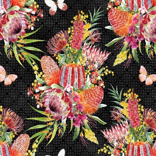 Fabric Remnant |  Australian Garden Twist Wildflowers 76cm