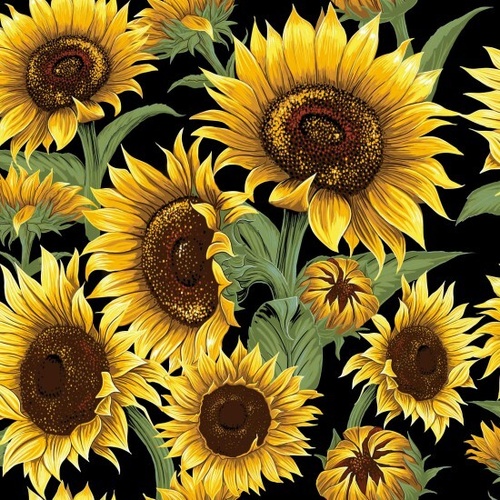 Fabric Remnant | Flower Market Packed Sunflowers 54cm
