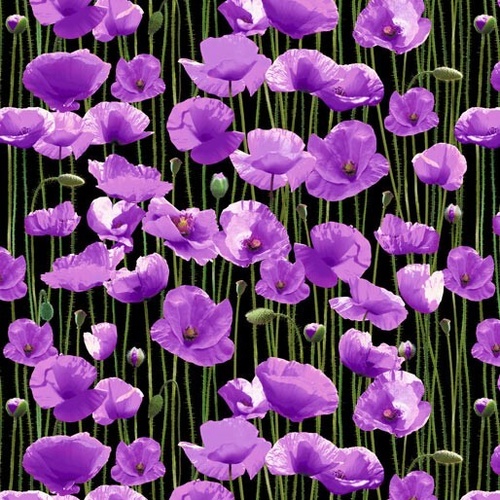 Fabric Remnant | Animals of War Purple Poppy Field 47cm