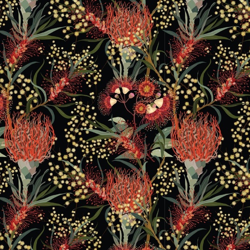 Fabric Remnant | Norah's Natives Australian Native Wildflower 90cm