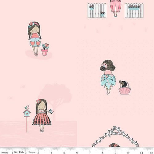 Fabric Remnant | Abbie's Garden Main Pink  71cm