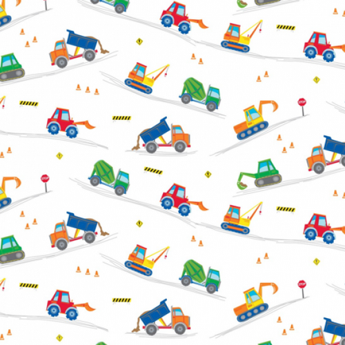 Fabric Remnant | Heavy Machines Construction Trucks 69cm