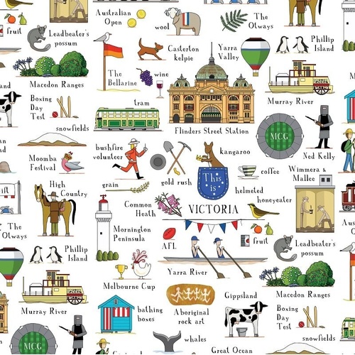 Fabric Remnant | This is Australia Victoria Icons 55cm