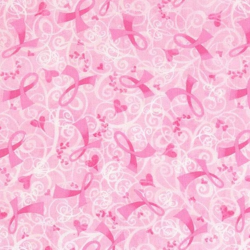 Fabric Remnant | Awareness Pink Ribbons (56cm x 112cm)