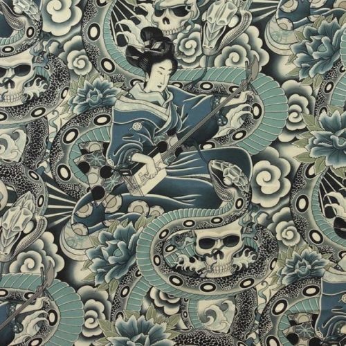 Fabric Remnant |	 Zen Charmer Geisha Snake (47cm x 112cm)