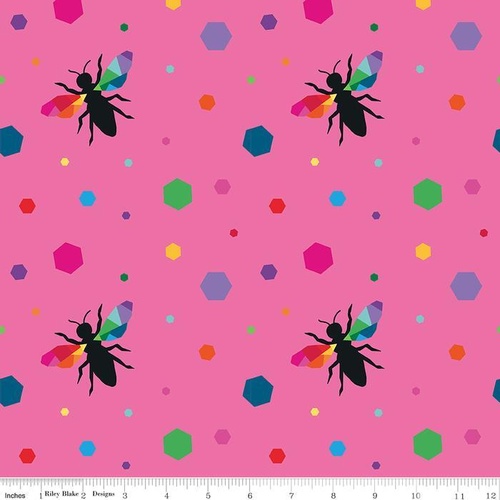 Fabric Remnant | 	Create Rainbow Bees Hexie (80cm x 112cm)