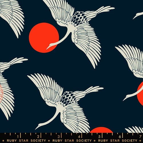 Fabric Remnant | Ruby Star Florida Egrets Peacock (88cm x 112cm)