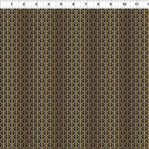 Fabric Remnant | Steampunk Menagerie Gold Geo Stripe (96cm x 112cm)