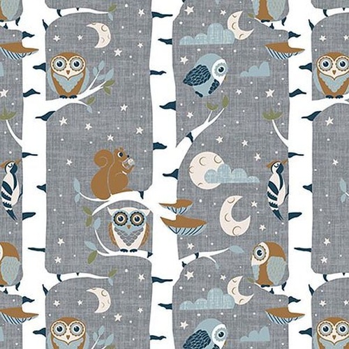Fabric Remnant | Hush-a-Bye Woods Owls Squirrels (75cm x 112cm)