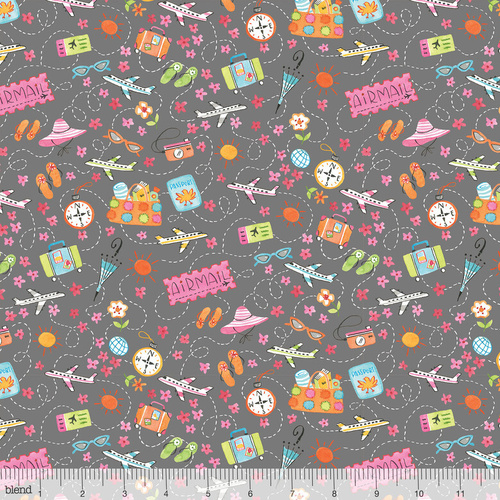 Fabric Remnant | Going In Style Airmail Travel Bon Voyage(75cm x 112cm)