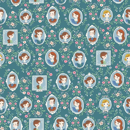 Fabric Remnant | Little Women Cameo Teal (91cm x 112cm)
