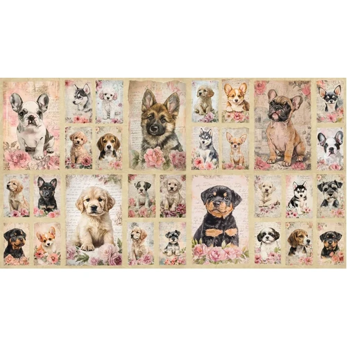Devonstone | Coops Farm Puppy Dogs Blocks 24" Panel DV7935