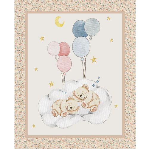 Devonstone | Bed Buds | Teddy Bears Balloons 36" Cot Quilt Panel DV7891