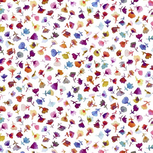 P & B Textiles | Tree of Life | Watercolour Scattered Flowers White PB6381W