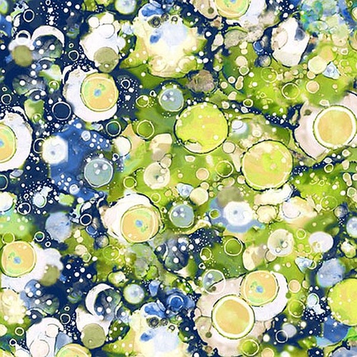 P & B Textiles | Tree of Life |  Bubbles Green Blue PB6379GB