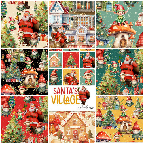Milvale Design Studio | Santa's Village | Fat Quarter Bundle 9 Designs