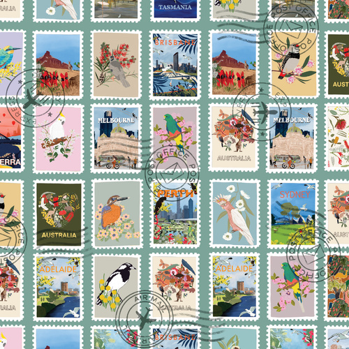 Devonstone | Aussie Backyard | Australian Postage Stamps Teal DV7870