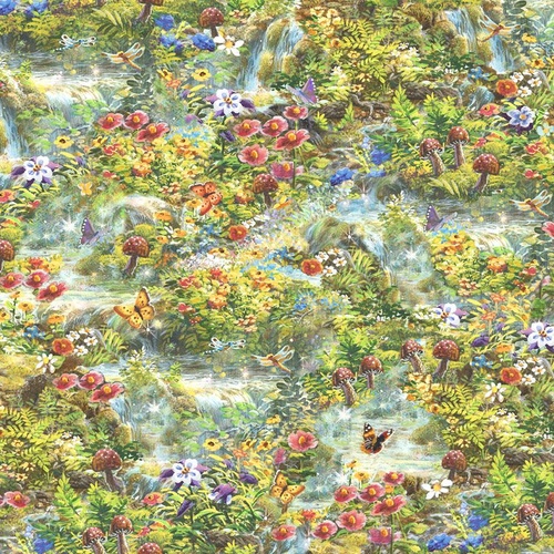 P&B Textiles | Fairytale Forest | Butterfly Garden Multi FFOR 6444