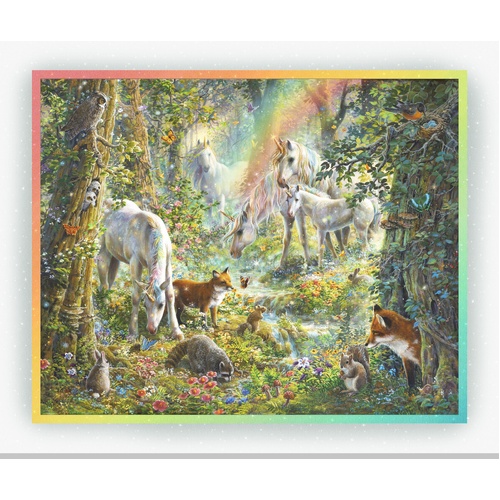 P&B Textiles | Fairytale Forest | Unicorns & Woodland Animals Panel FFOR 6443